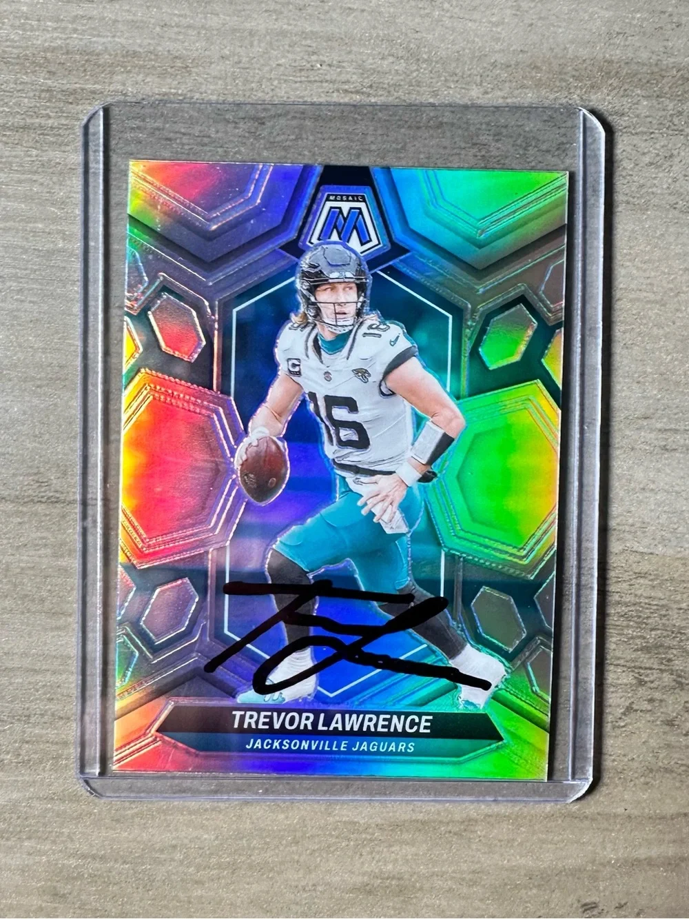 Trevor Lawrence Signed 2024 Panini Mosaic Holo Prism #99. Autograph. Jaguars.